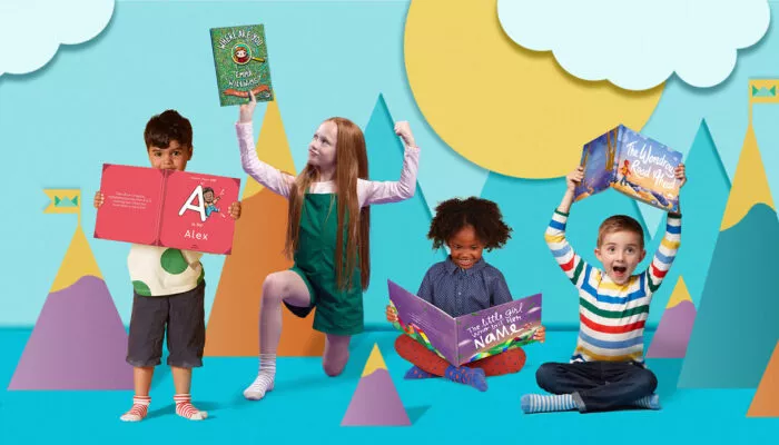 Children holding Wonderbly books